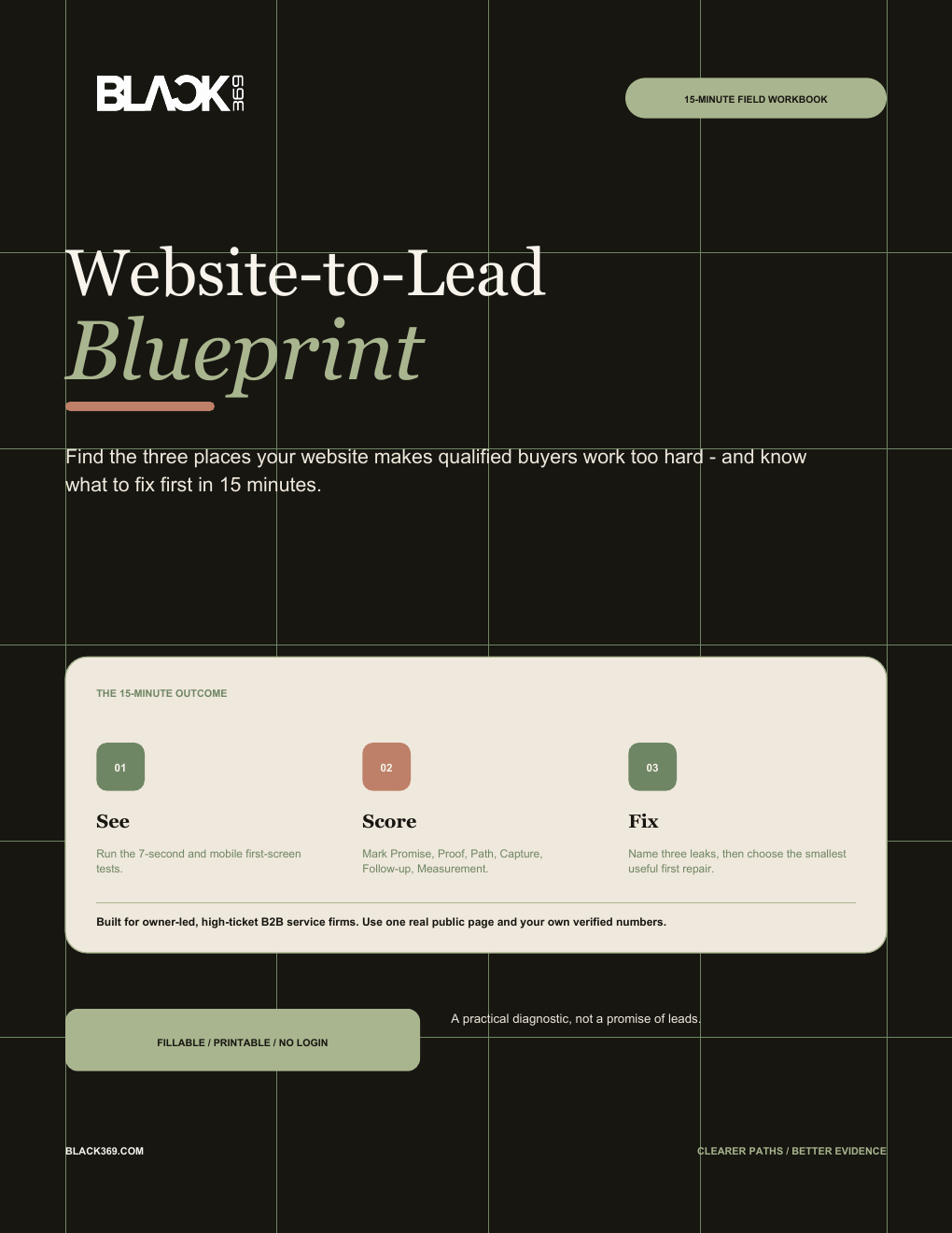 Cover of the BLACK369 Website-to-Lead Blueprint